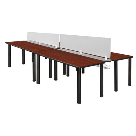 Kee Desking Regency Kee 60 x 24 in. 4 Person Workstation Desk with Privacy Divider- Cherry Top, Black Legs MBSPD12024CHBPBK